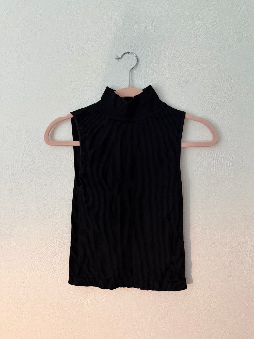 Bella Mae Black Ribbed Sleeveless Mock Neck Top
